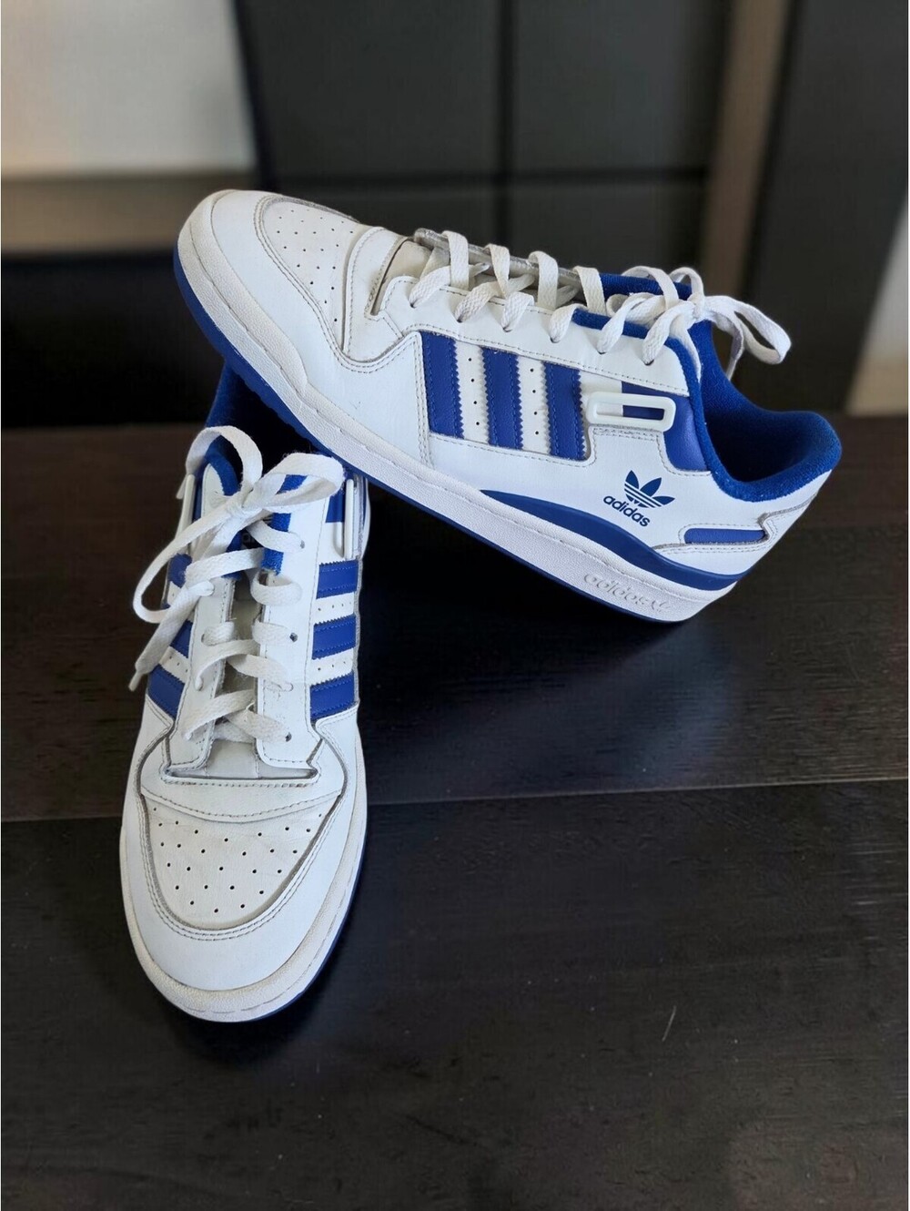 adidas Forum Low FY7756 White Royal Blue Men Size 9.5 Leather Sneakers